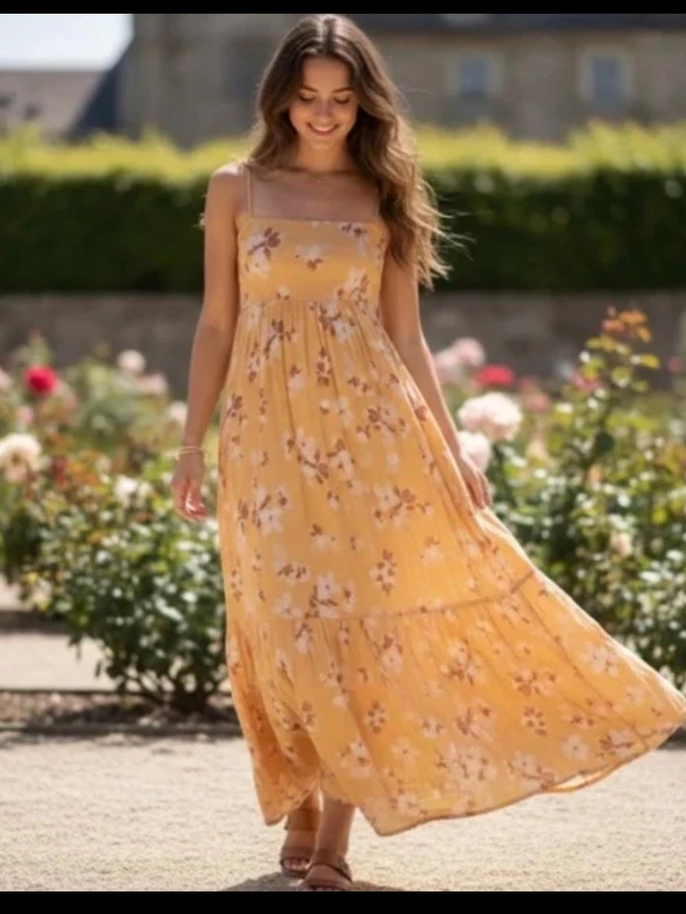 NWT Abercrombie and Finch 100% Cotton gauze yellow floral maxi dress